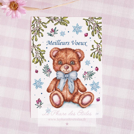 Mon Doudou Ourson (bleu) | Carte de Vœux + Enveloppe